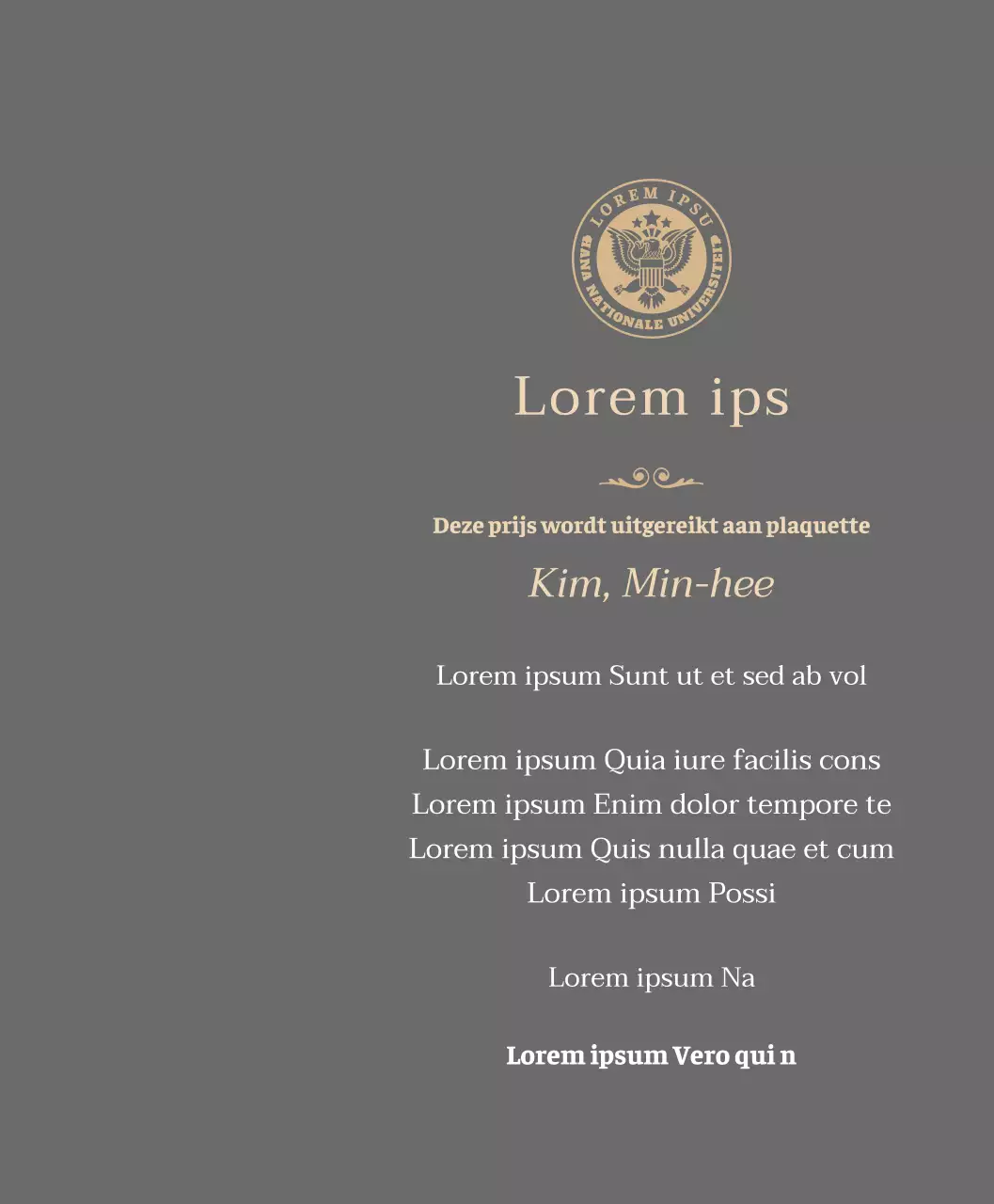 Luxe diploma-plaat met schoollogo en gouden rand