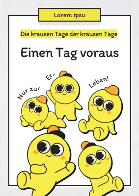 Kitschiges vierfarbiges Webcomic-Buchcover in Weiß und Gelb