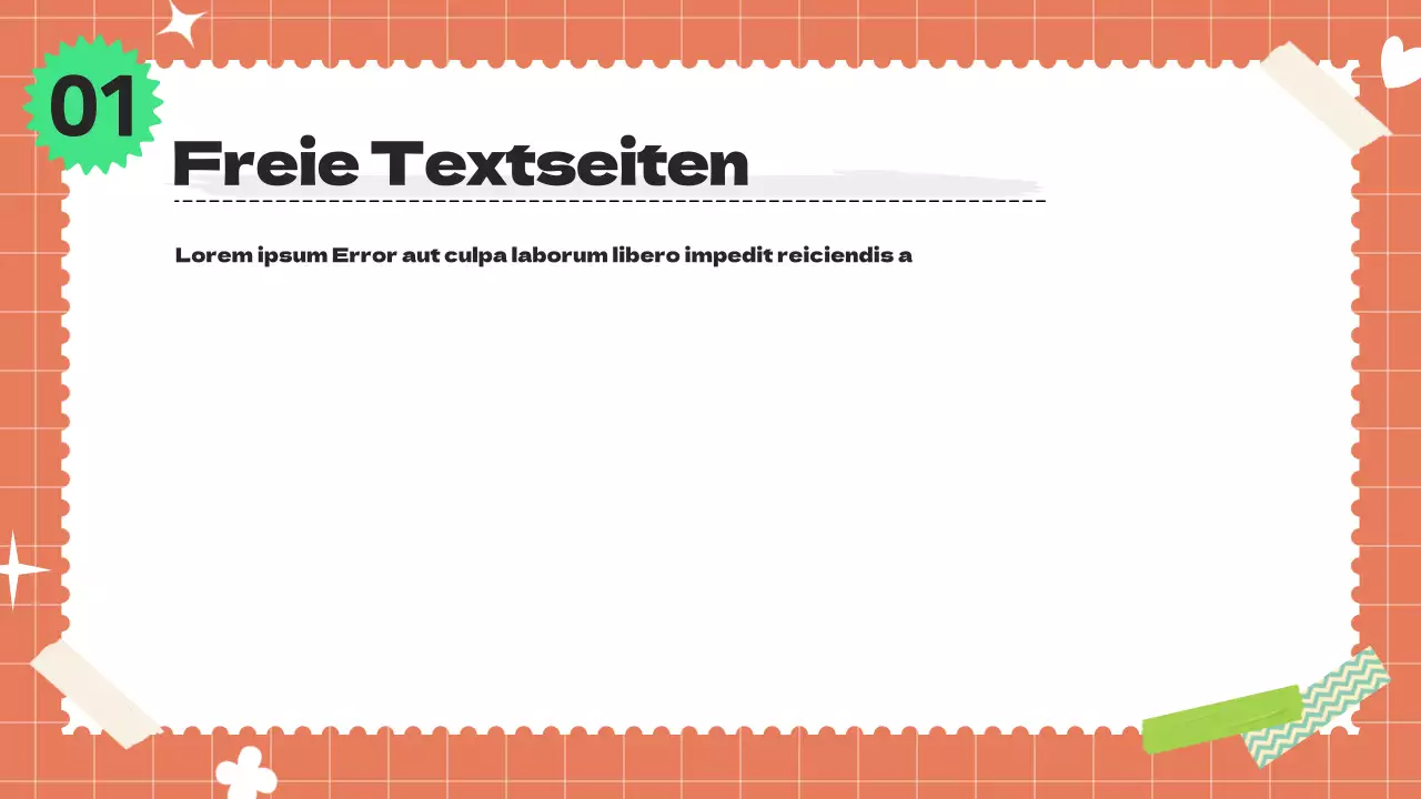 Texturierte Präsentation mit orangefarbenen und chartreusefarbenen Akzenten