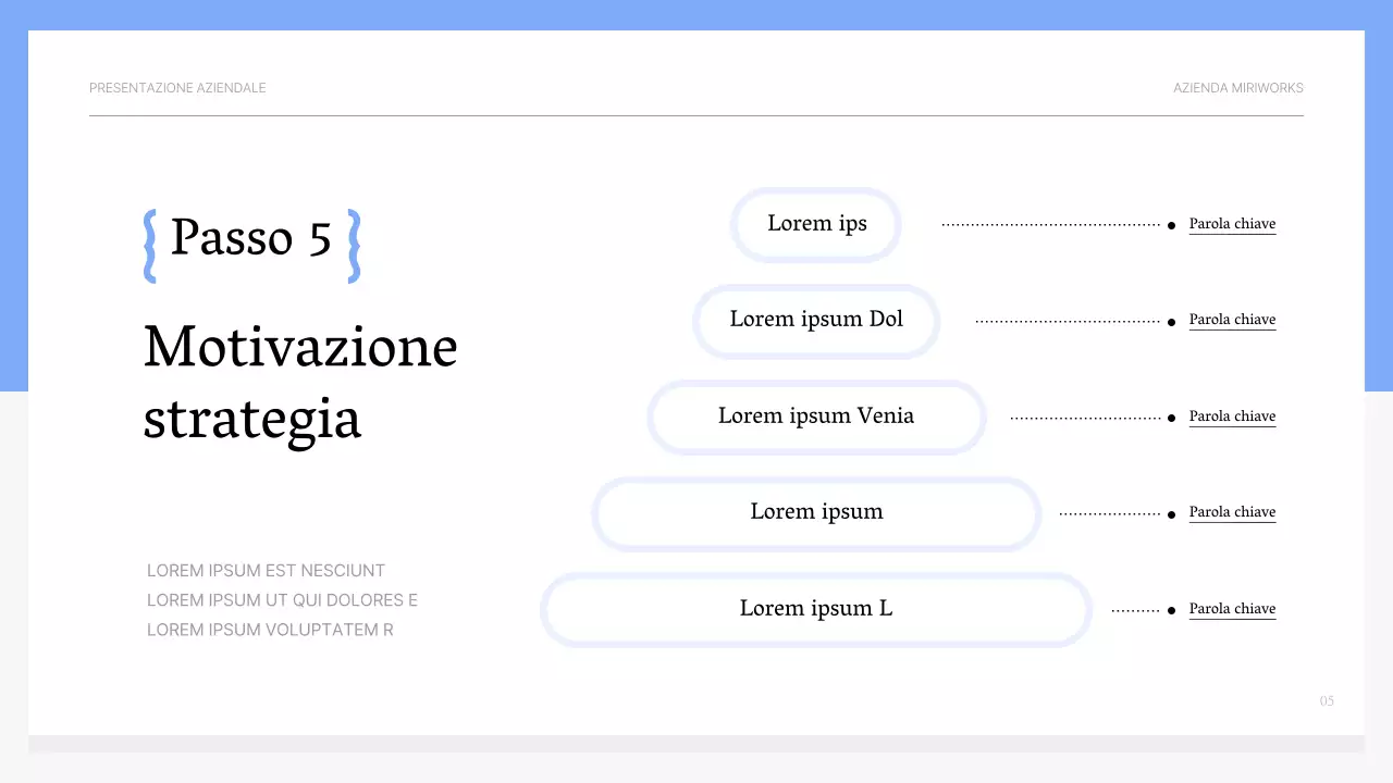 Materiale formativo motivazionale semplice di colore azzurro e grigio