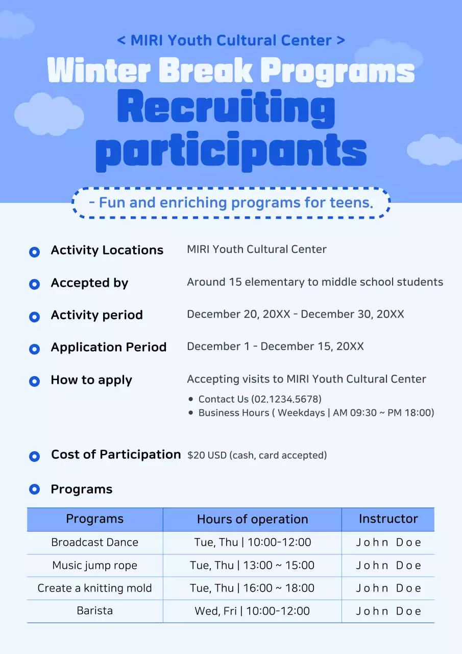 Blue Simple Youth Recruitment Poster