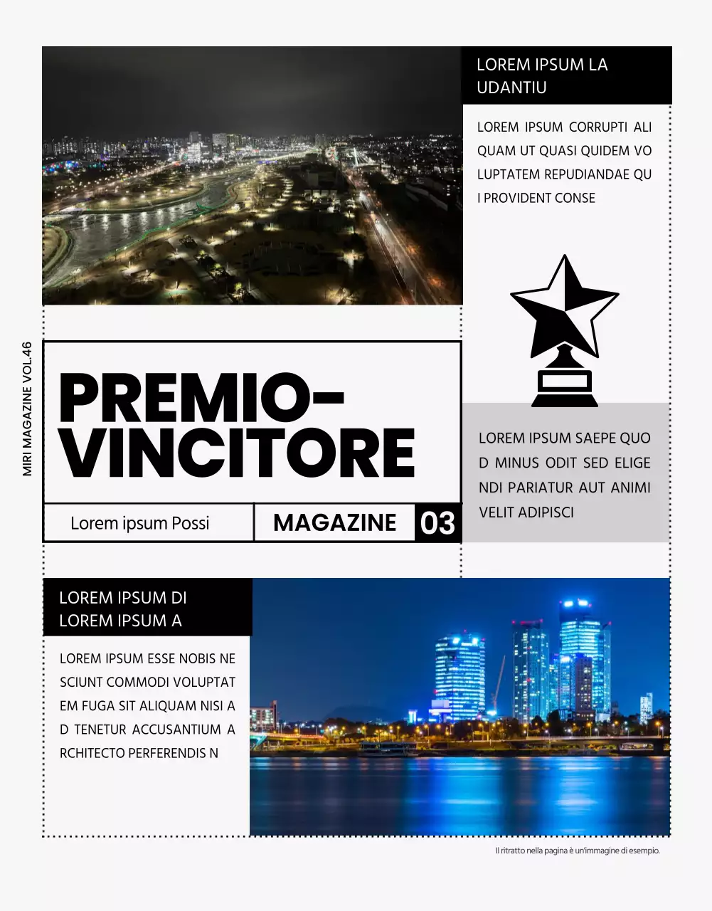 Rivista aziendale moderna in grigio e nero