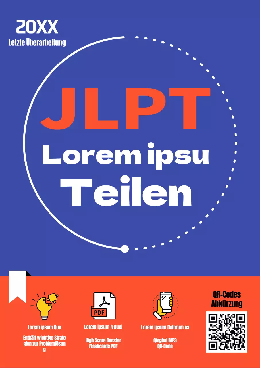 Einfacher japanischer Lehrbrief in Blau und Orange