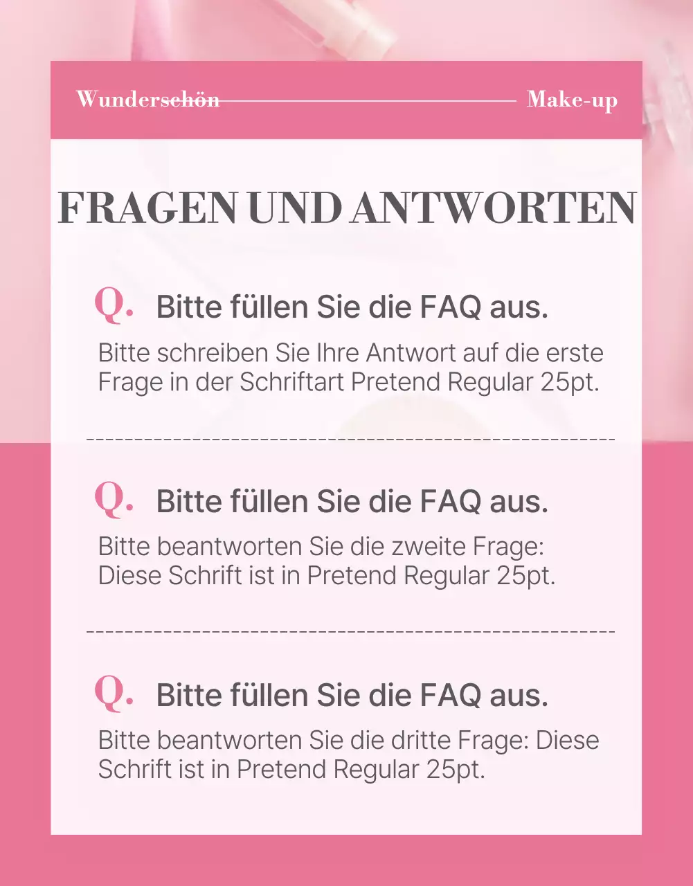 Förderung von Kosmetika in modernen Rosa-Tönen