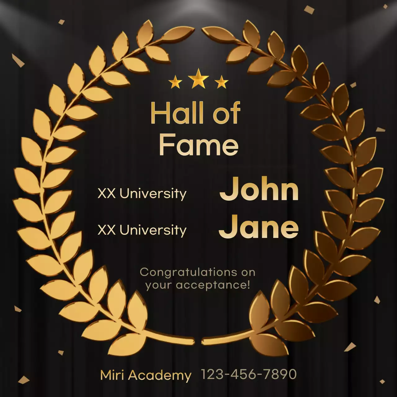 Black Elegant Hall Announcement Social Media Post