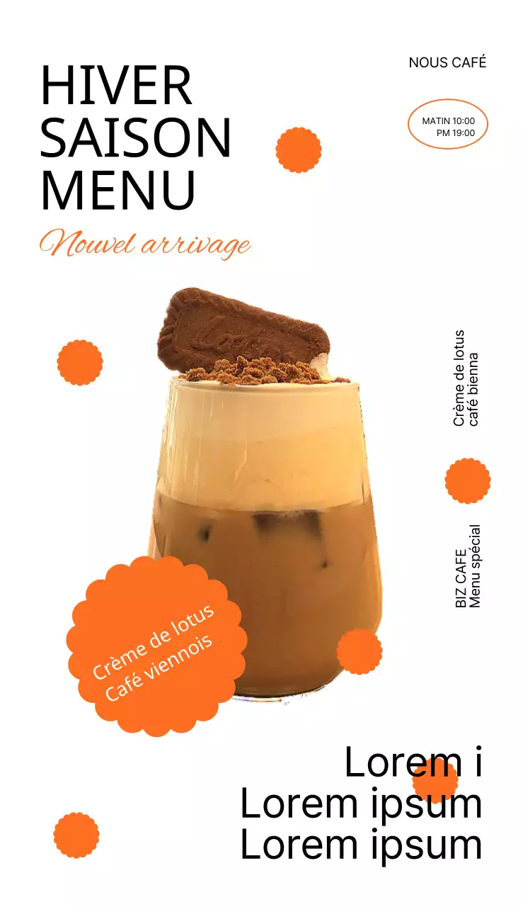 Faites la promotion du nouveau menu de votre café avec une teinte orange chaude.