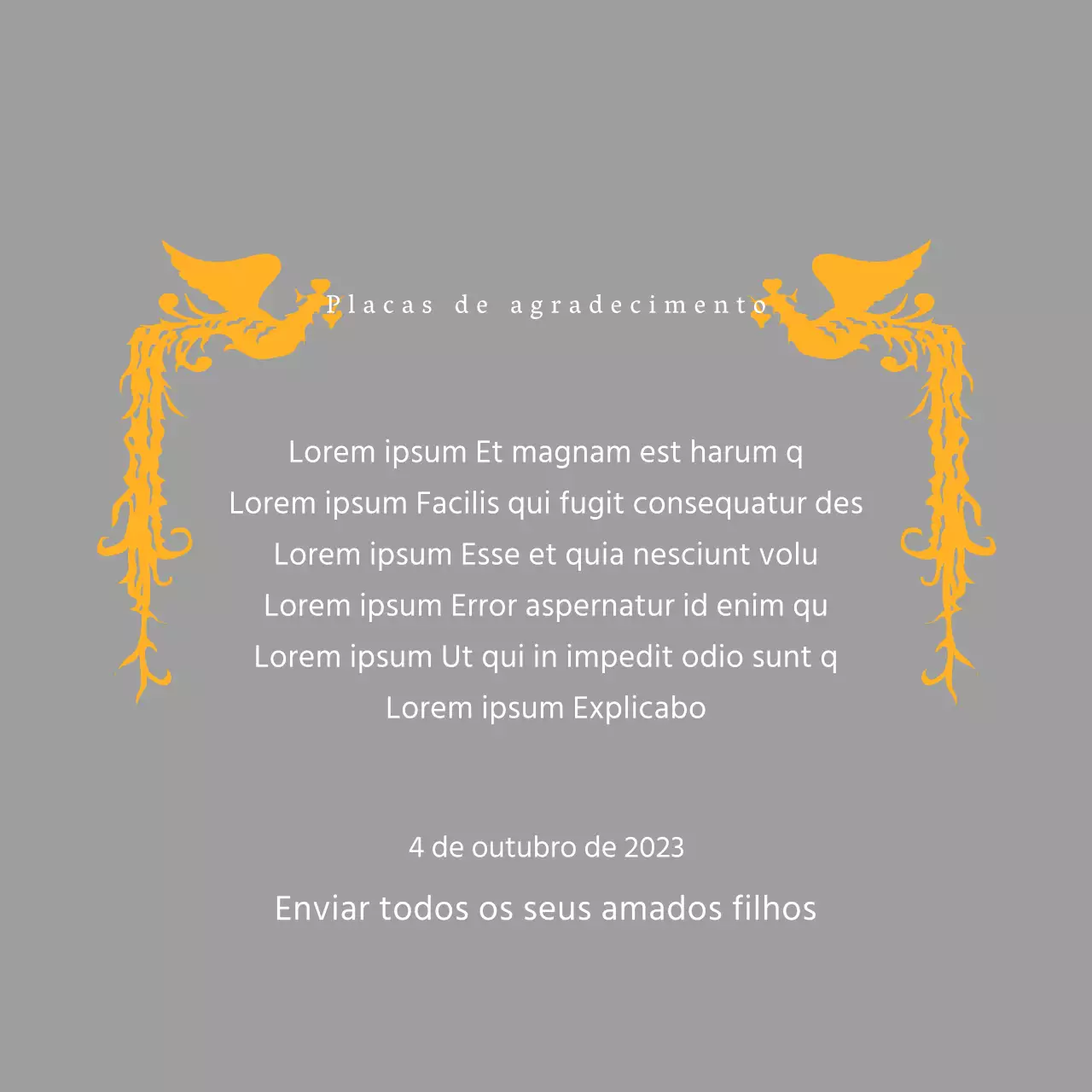 Placa de agradecimento temática do Dia da Mãe com uma ilustração de uma fénix
