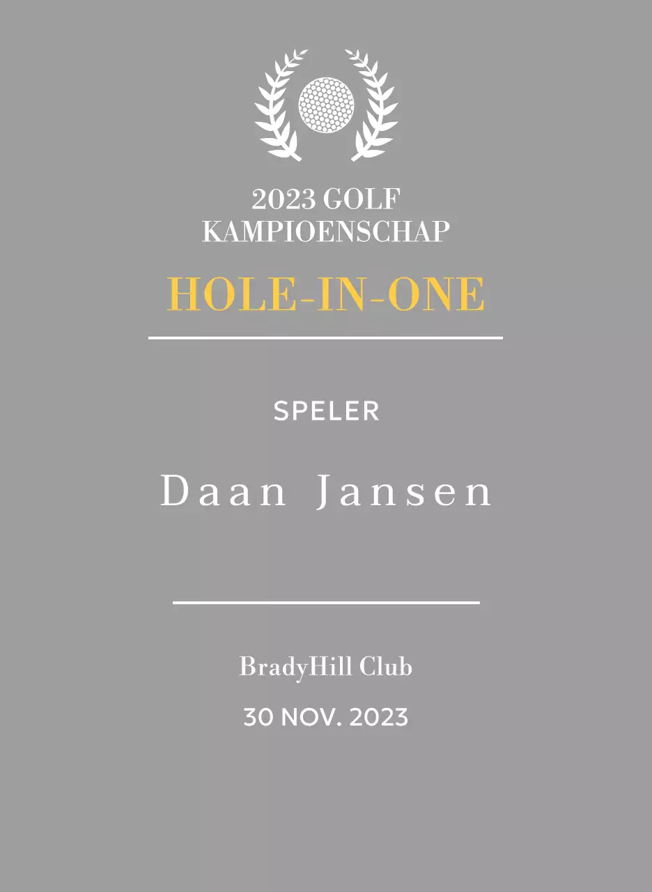 Golf hole-in-one winnaar plaquette met golfbal en lauwerkrans illustratie