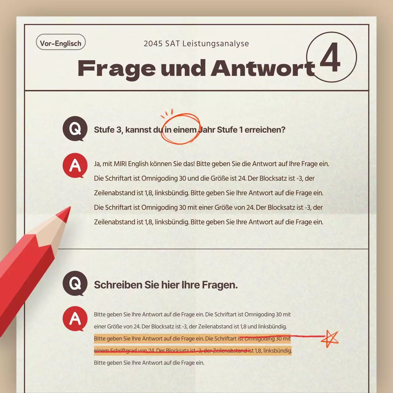 Ein einfacher beige-roter SAT-Prüfungstrend-Analysebericht für Akademien