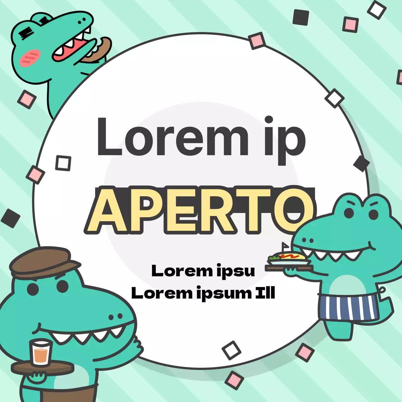 Annunci di Argo, un personaggio kitsch con uno sfondo di menta