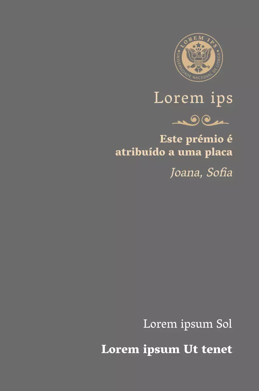 Placa de grau luxuosa com o logótipo da escola e acabamento dourado
