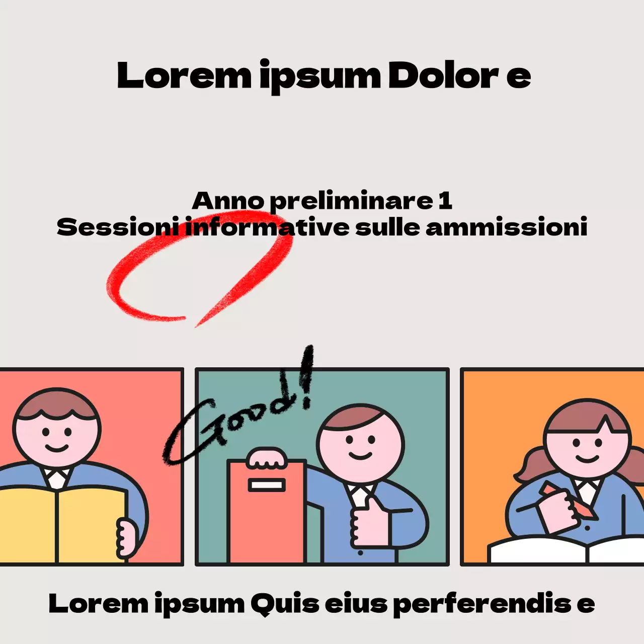 Sessione informativa sulle ammissioni informazioni sul reclutamento con punti rossi