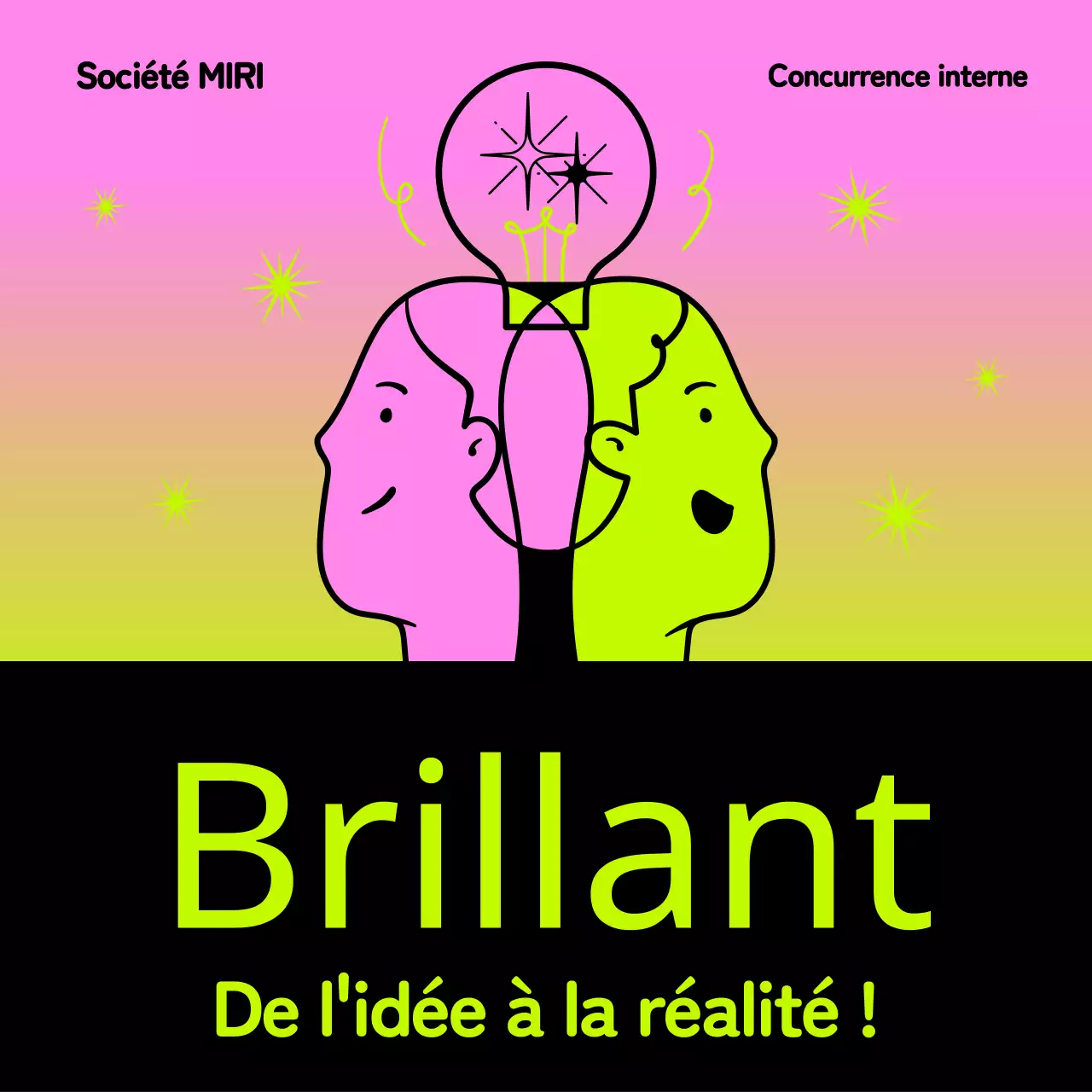 Promouvoir un concours de création d'entreprise en interne avec un look pop art rose et néon