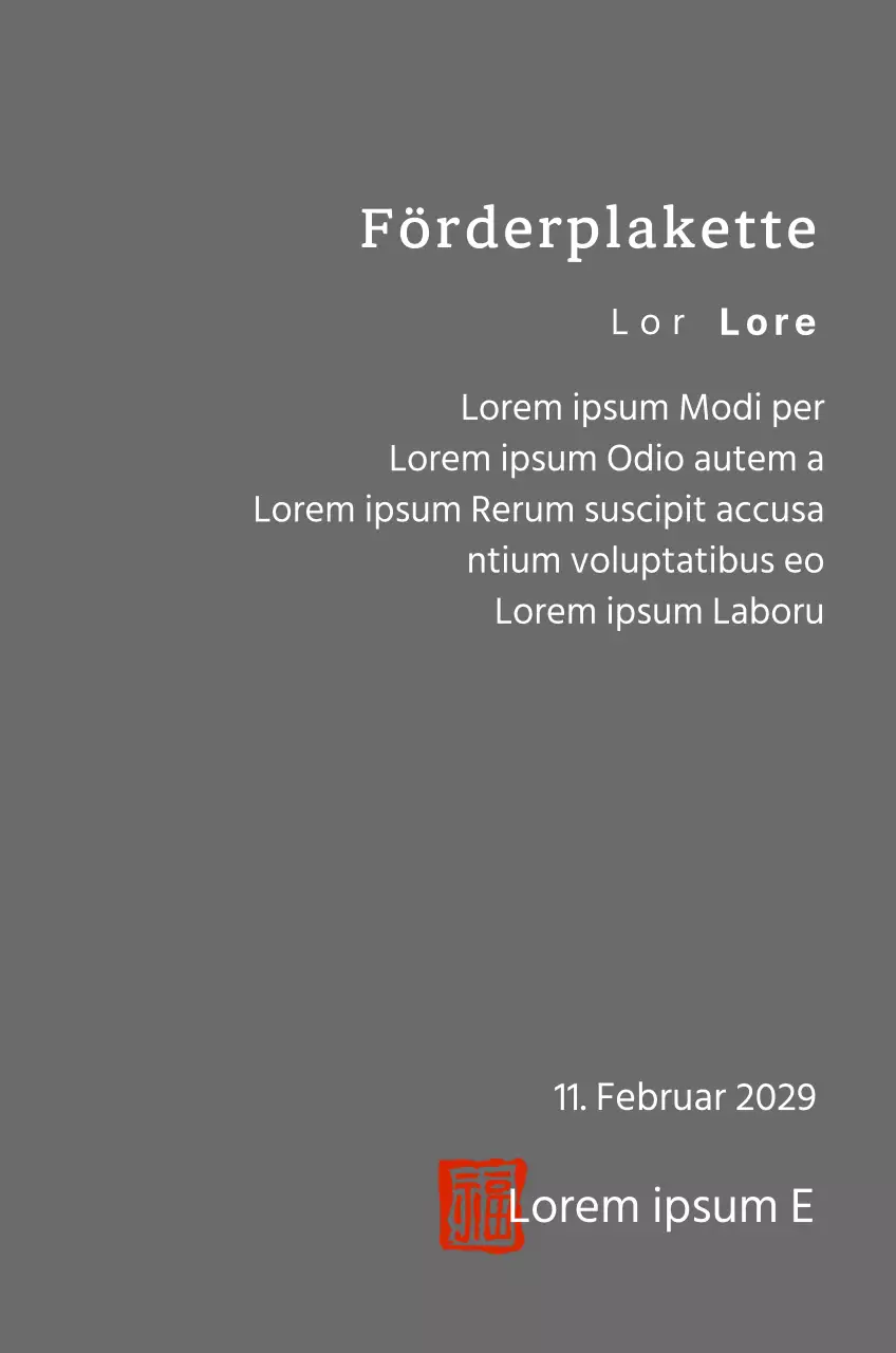 Gratulationsplakette für eine Beförderung in einer eleganten Serifenschrift