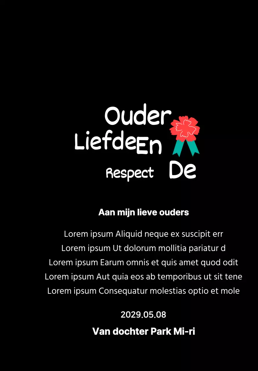 Moederdag kalligrafie met rode anjer illustratie