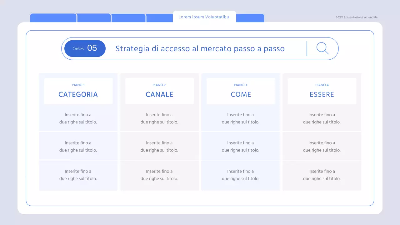 Una ricerca di mercato minimalista in azzurro
