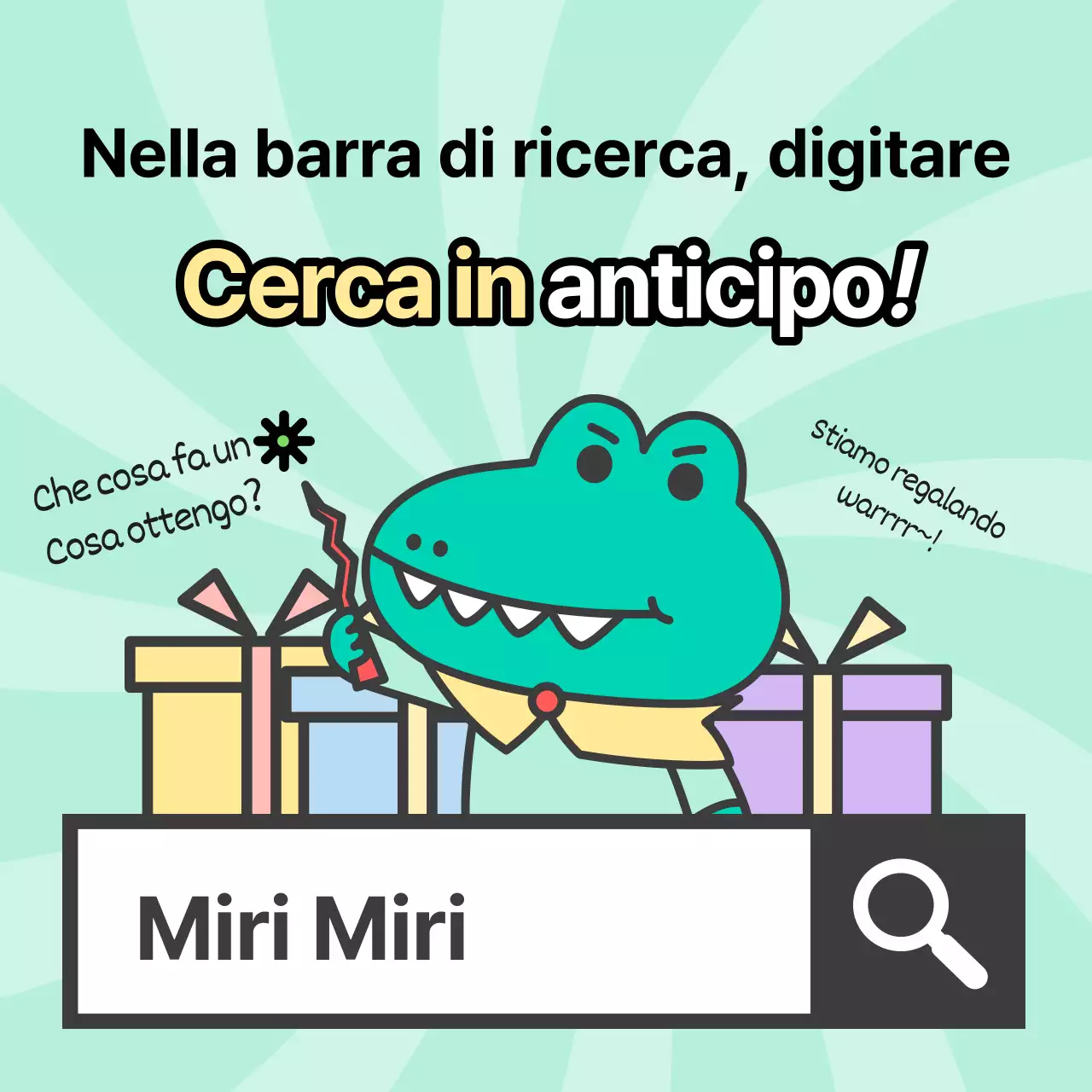 Annunci di Argo, un personaggio kitsch con uno sfondo di menta