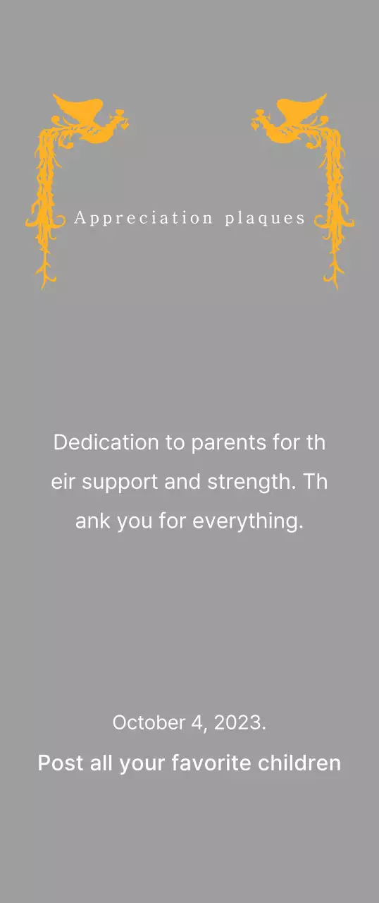 Mother's Day themed thank you plaque with a phoenix illustration