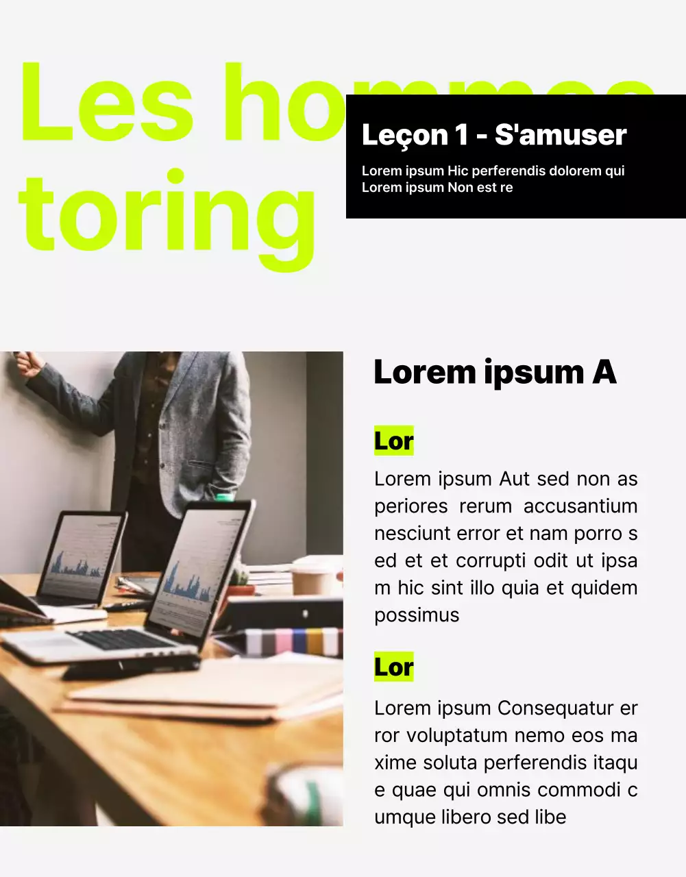 Une lettre d'information interne au webzine très tendance avec des accents vert lime