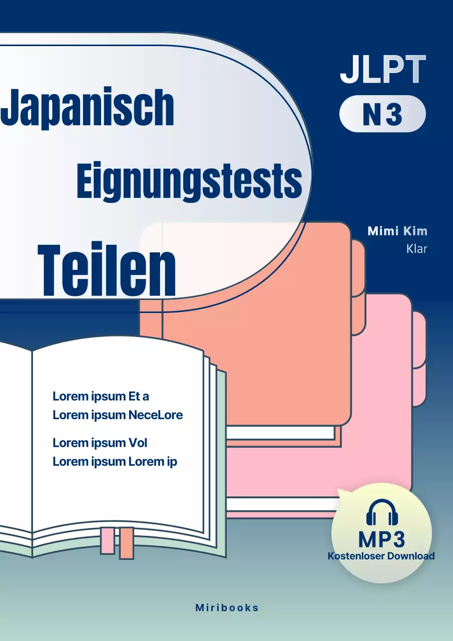 Modernes japanisches Fragebuch in Marineblau und Orange