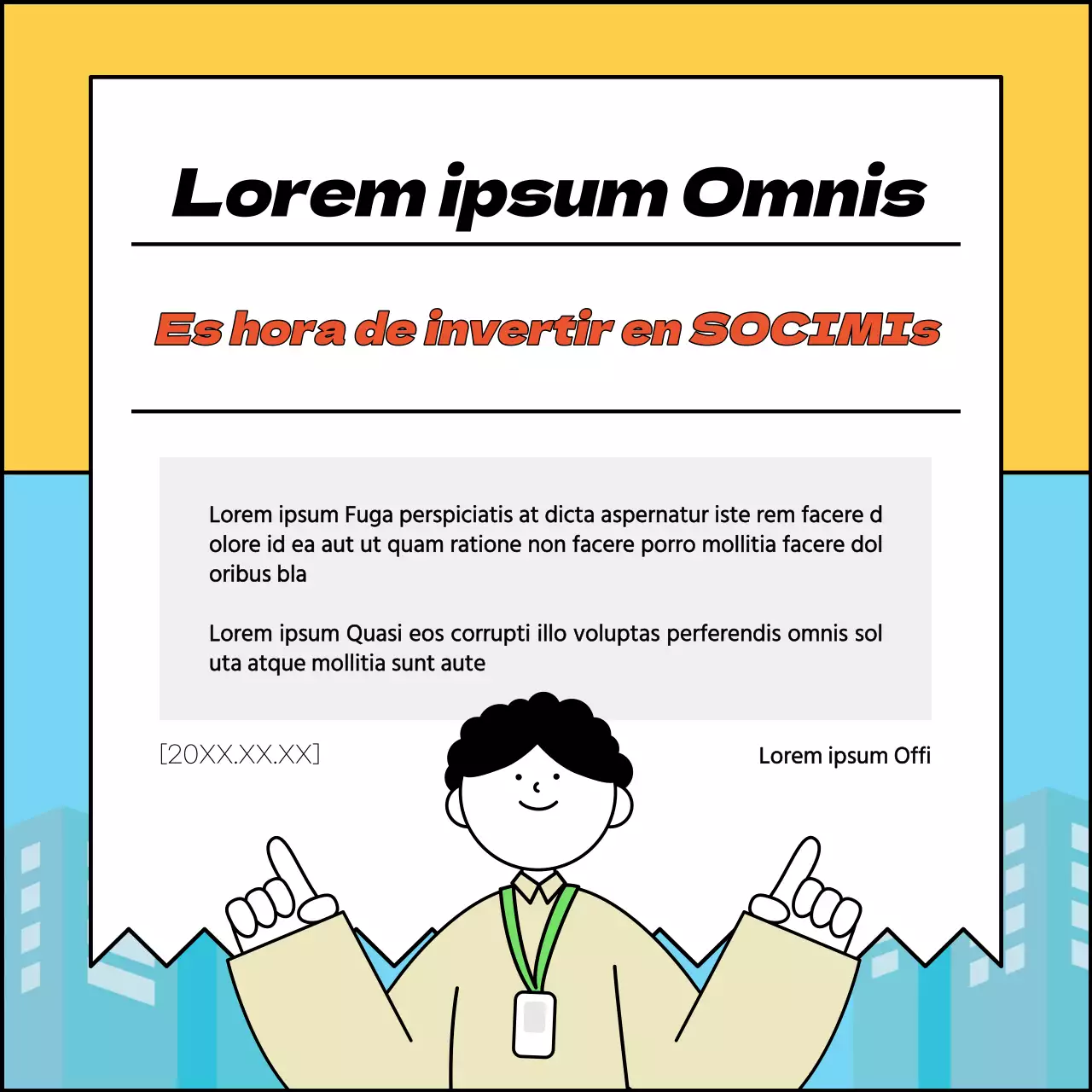 Una sencilla guía amarilla y azul claro para invertir en REIT inmobiliarios