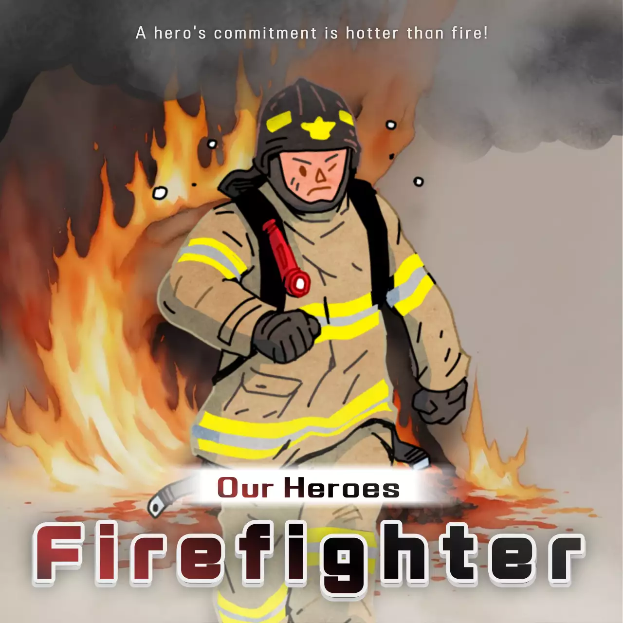 Orange Bold Firefighter Promotion Social Media Post