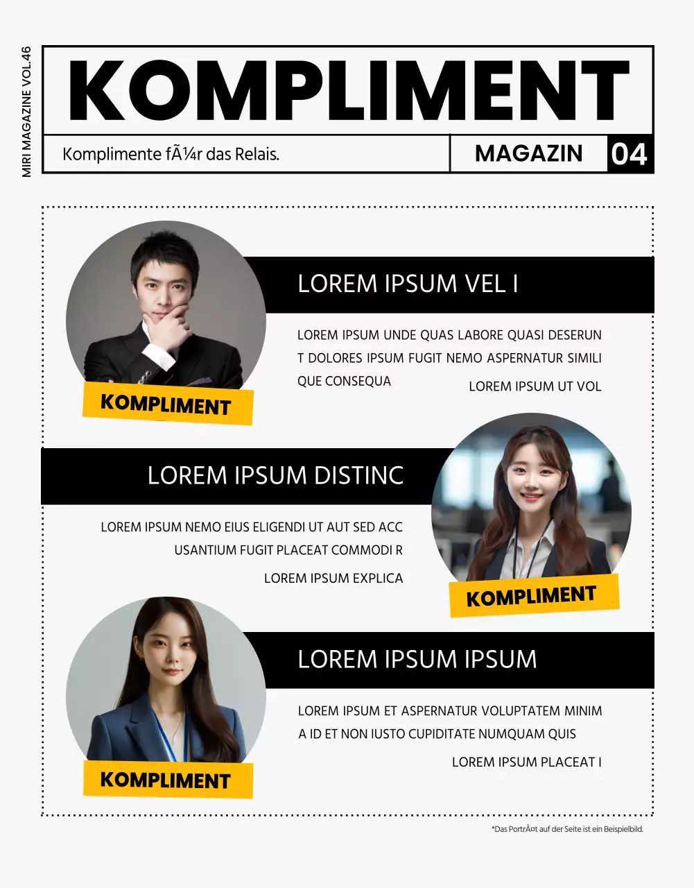 Moderne Firmenzeitschrift in Grau und Schwarz