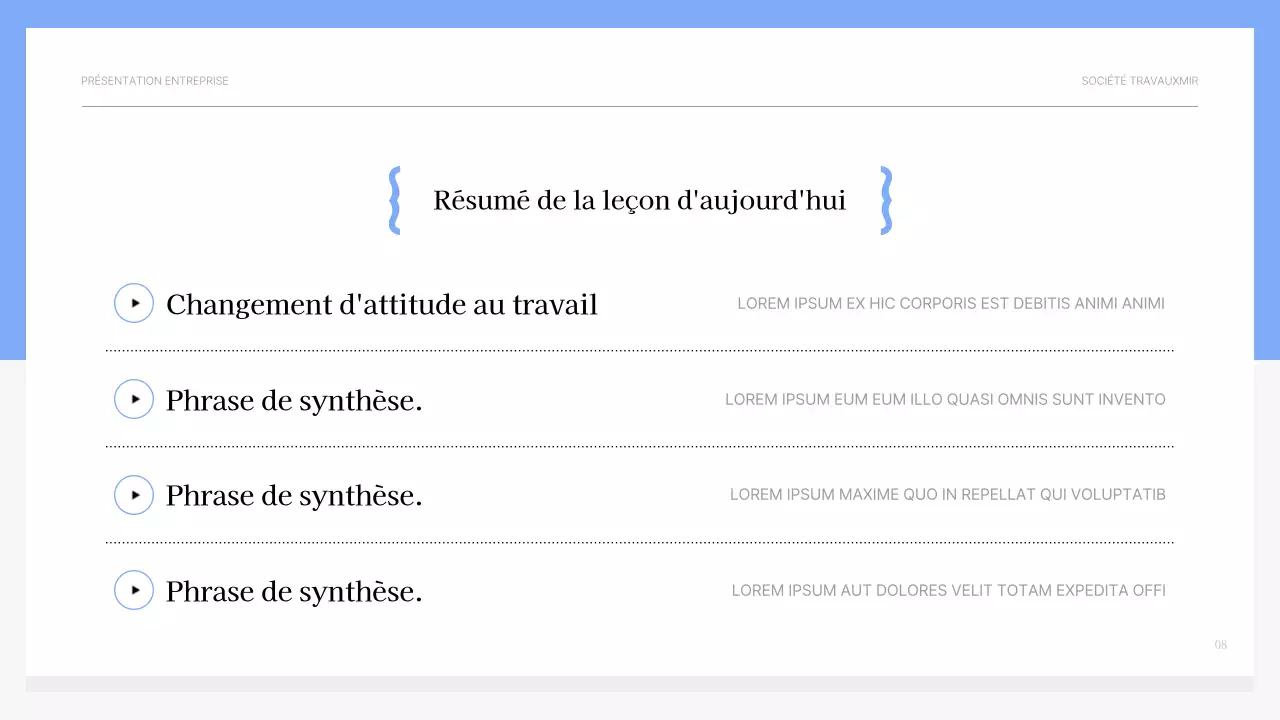 Matériel de formation motivant simple, bleu clair et gris