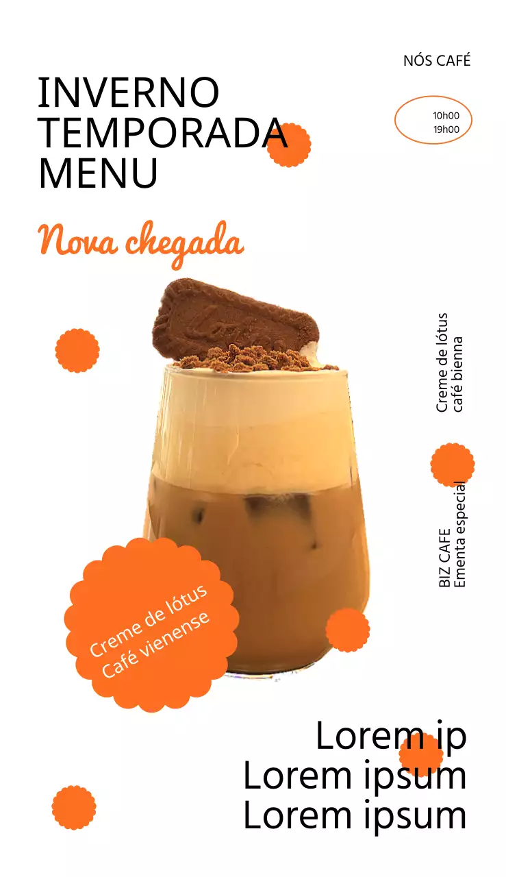 Promova o novo menu do seu café com um tom laranja quente