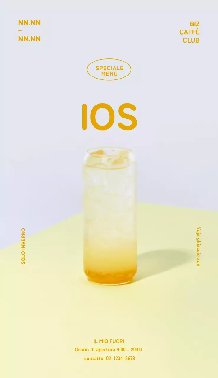 Segnaletica del menu con sfondo giallo e foto e testo della guida utente in evidenza