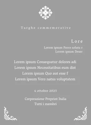 Una targa di commissione dall'aspetto regale con decorazioni elaborate