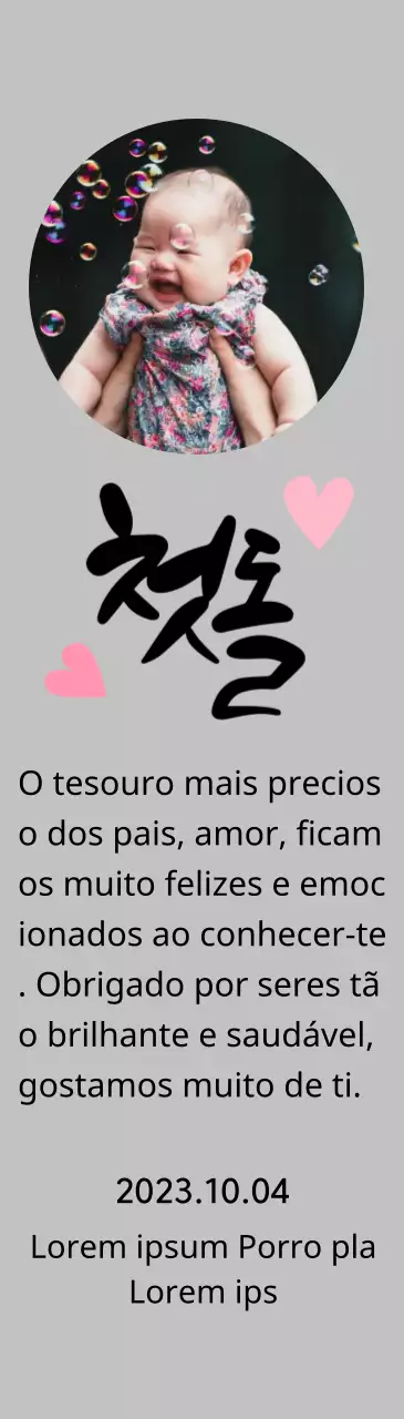 Placa temática de chá de bebé com caligrafia do primeiro aniversário e foto do bebé