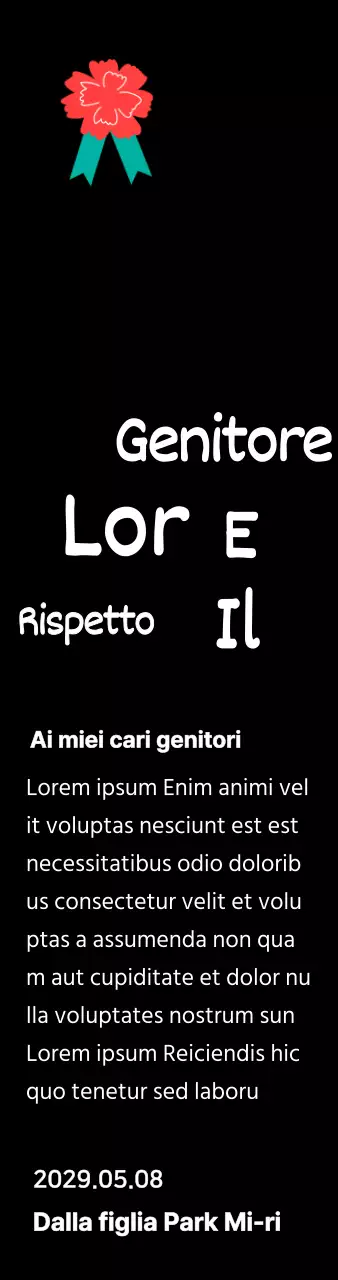 Calligrafia per la festa della mamma con illustrazione di garofano rosso