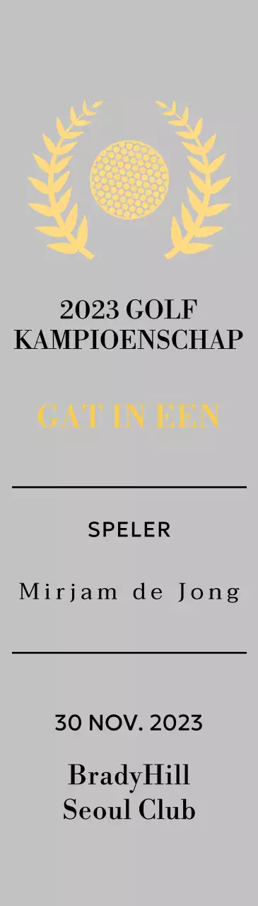 Golf hole-in-one winnaar plaquette met golfbal en lauwerkrans illustratie