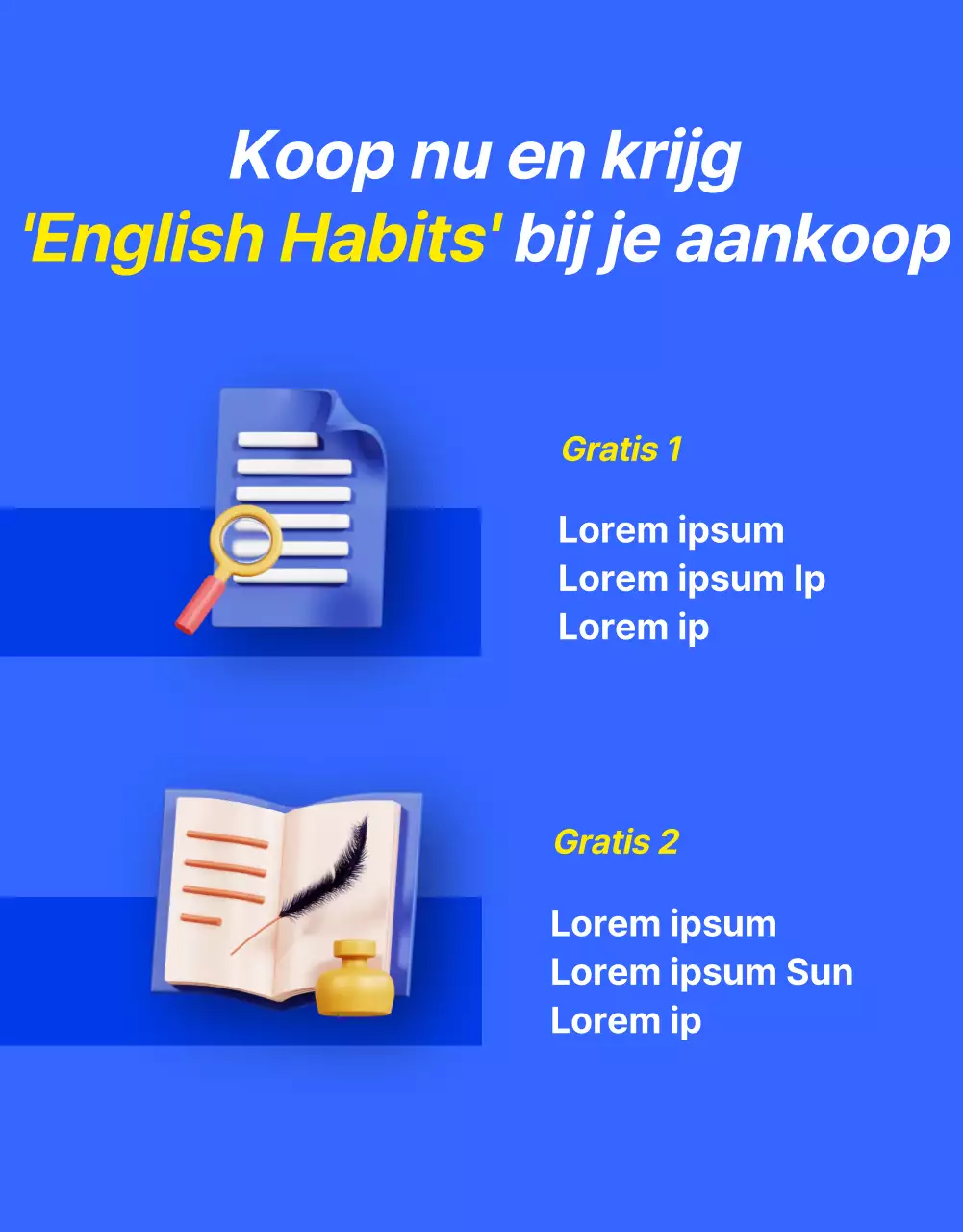 Een kitscherige blauw met gele Engelse les promoten