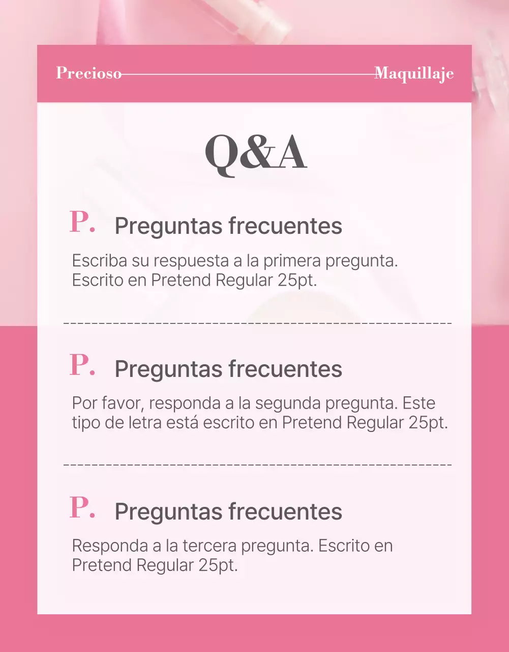 Promover los cosméticos en modernos tonos de rosa