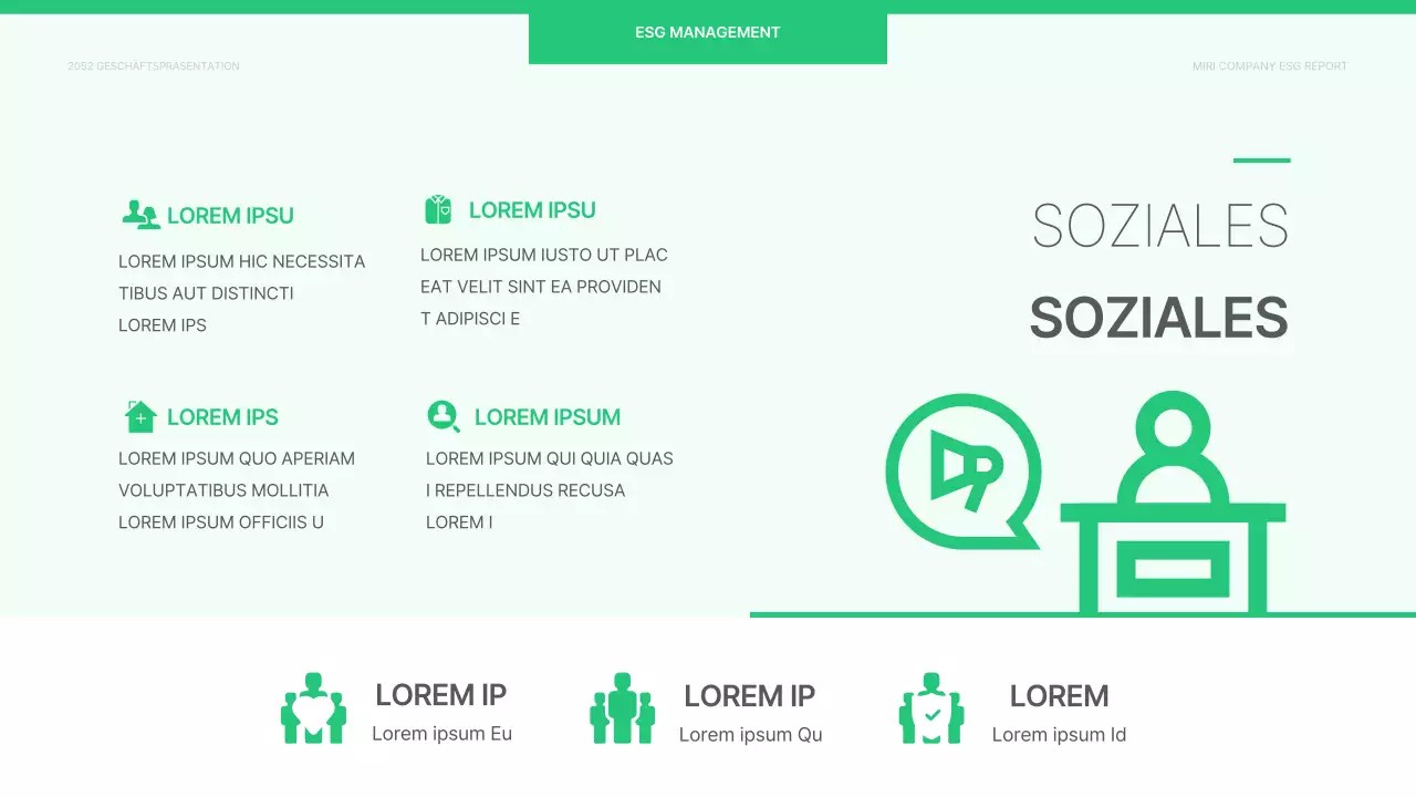 Ein einfacher ESG-Bericht für Unternehmen in Chartreuse und Weiß