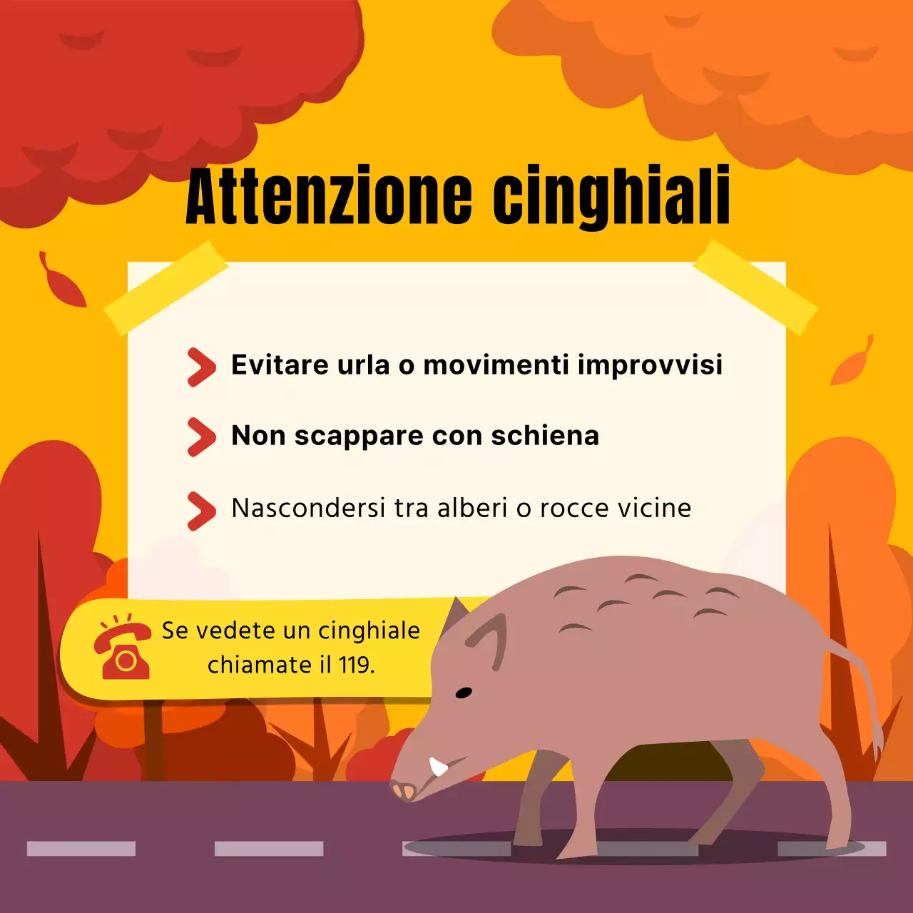 Una guida alla sicurezza della fauna selvatica naturale in arancione e giallo
