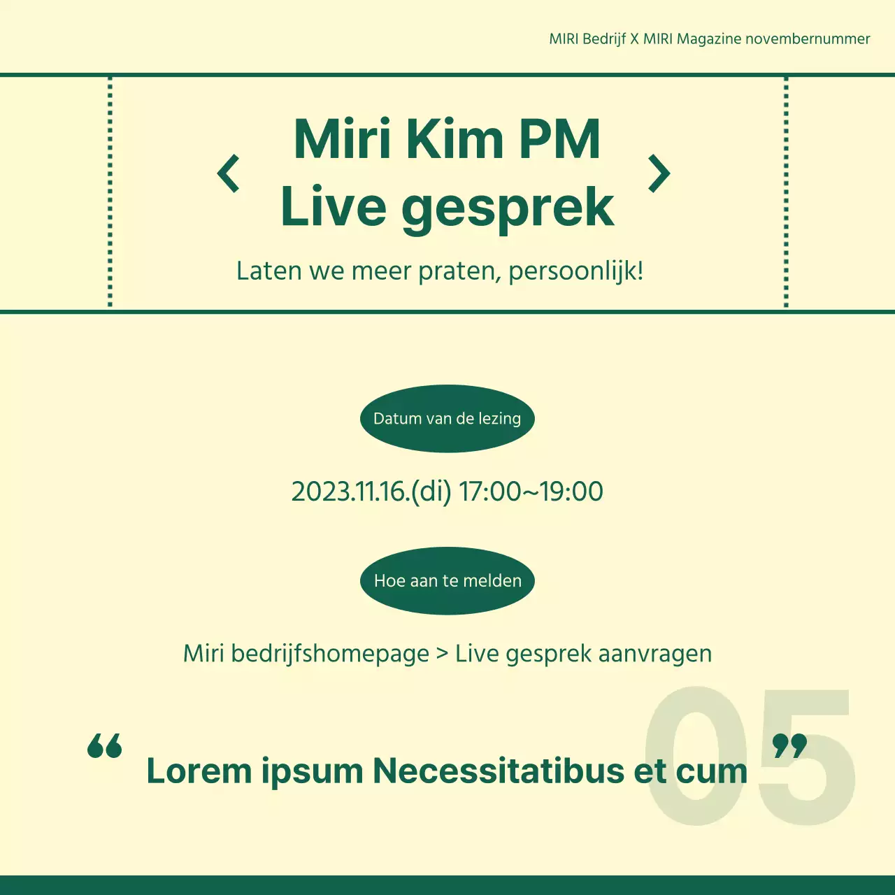 Een eenvoudige interviewpost voor een zakelijk portret in ivoor en groen