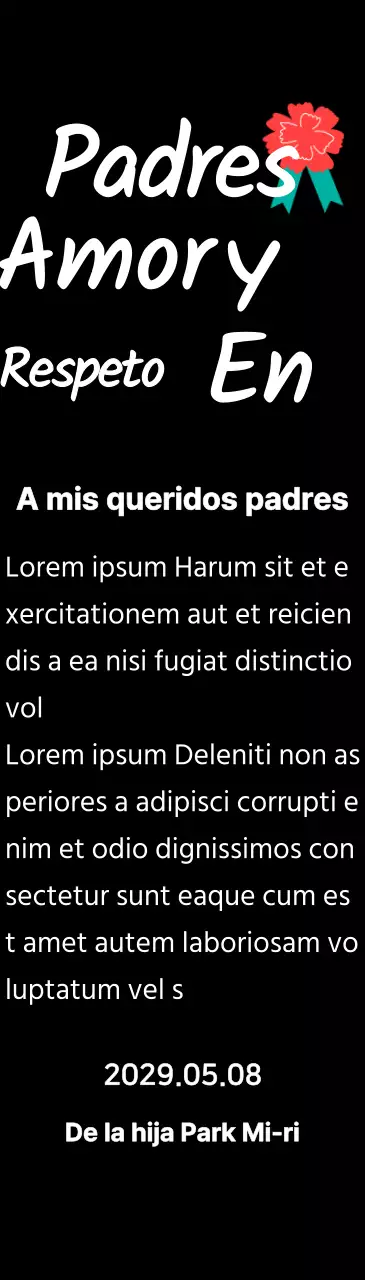 Caligrafía del Día de la Madre con ilustración de clavel rojo