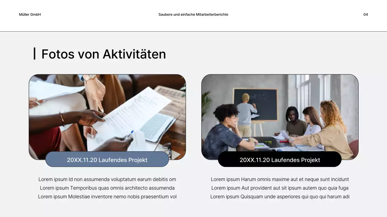 Einfache Geschäftsberichte in Grau und Schwarz