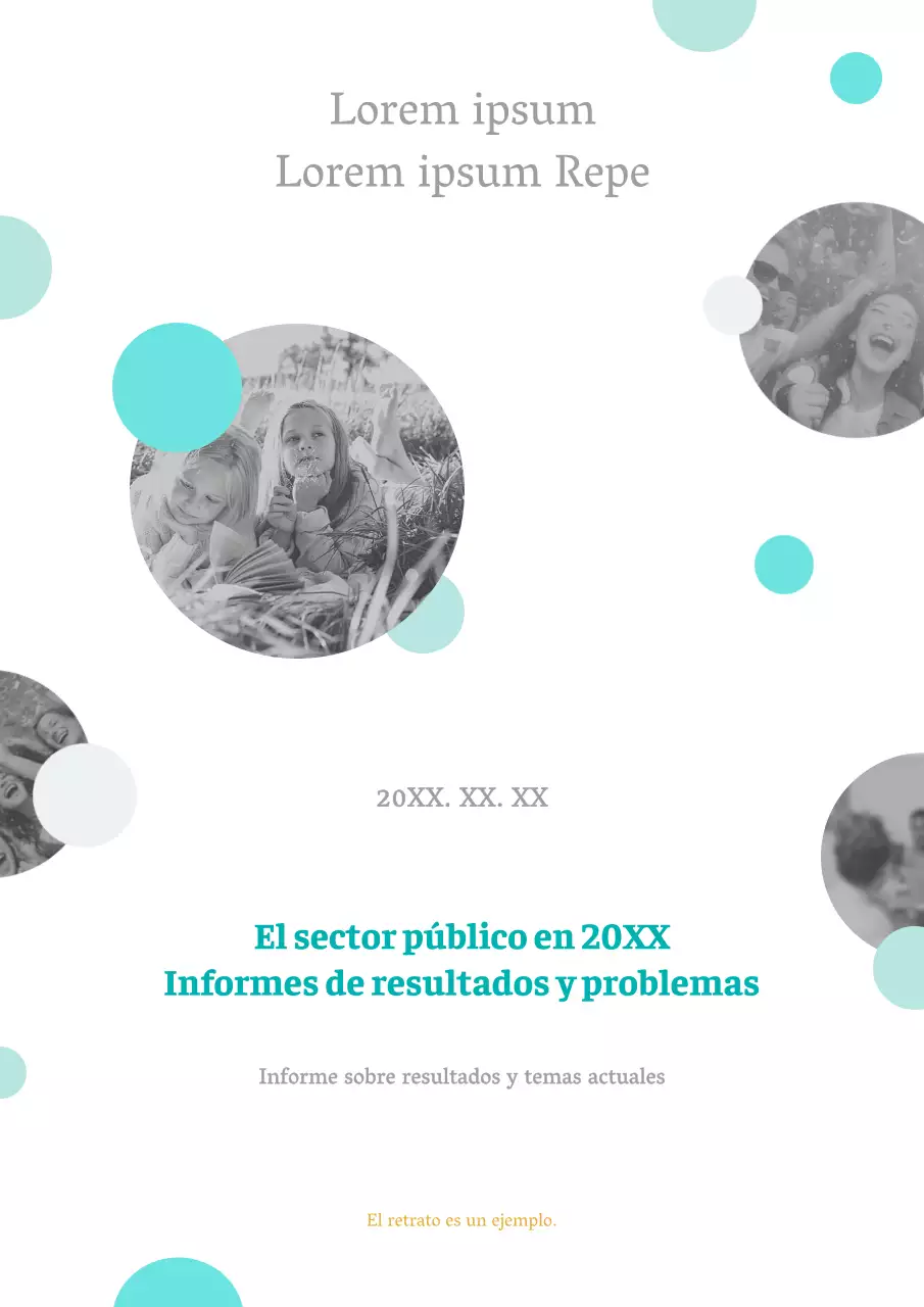 Informe minimalista de resultados del sector público en color menta y blanco y negro