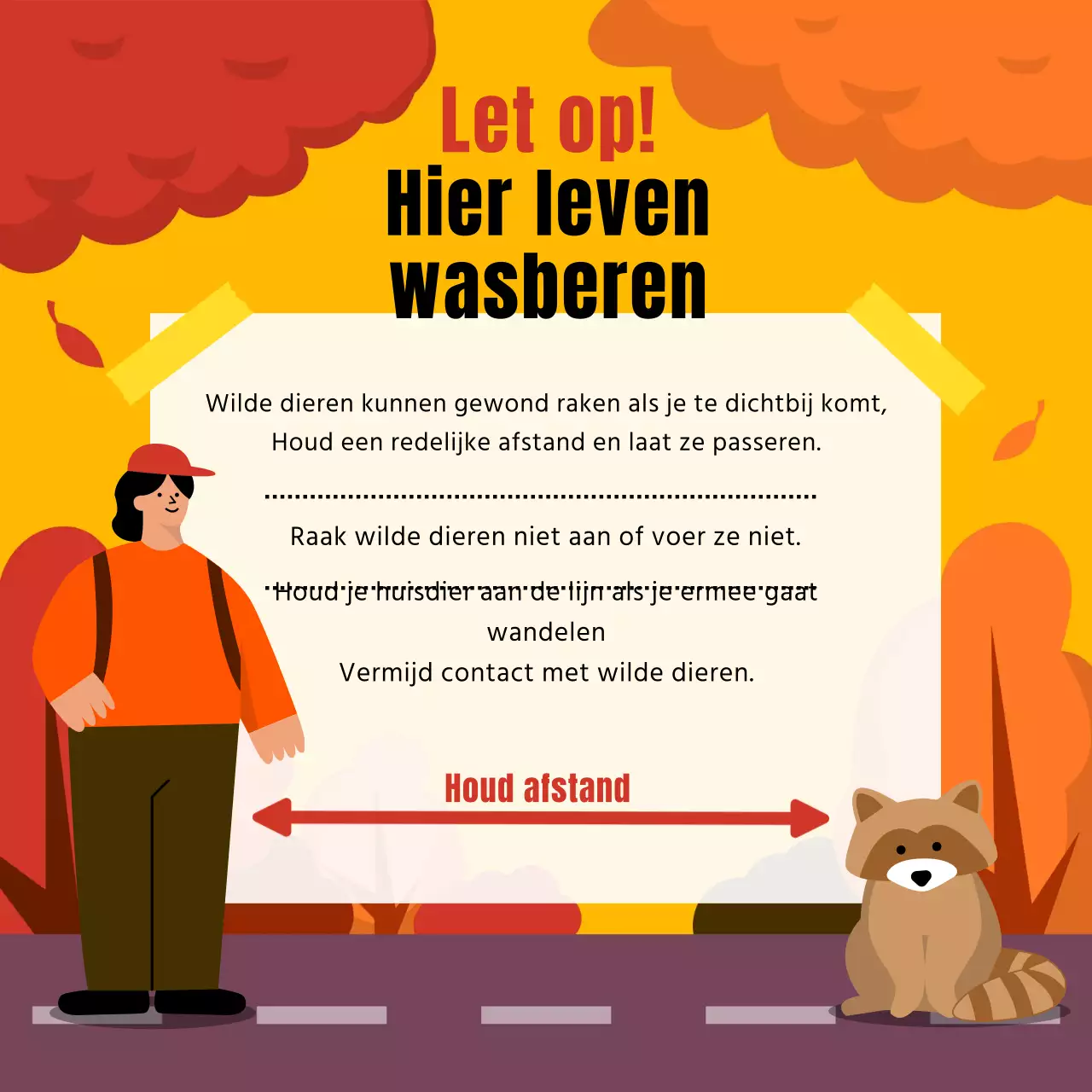 Een gids voor de natuurlijke veiligheid van wilde dieren in oranje en geel