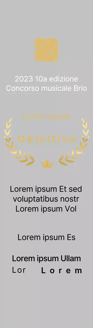 Targa per il vincitore del concorso con illustrazione delle linee di alloro e della corona