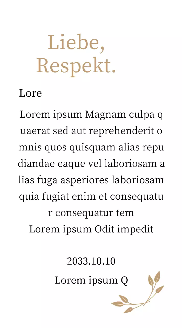 Edle Danksagungstafel mit Gold und Blättern