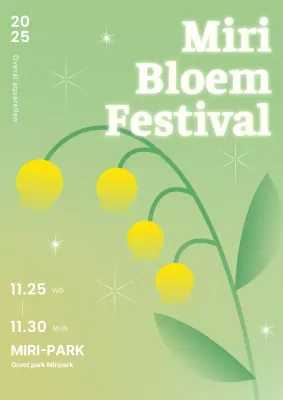 Promoot het festival van schattige, felgroene bloemen