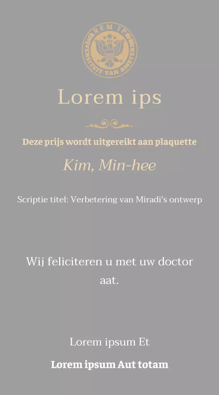 Luxe diploma-plaat met schoollogo en gouden rand