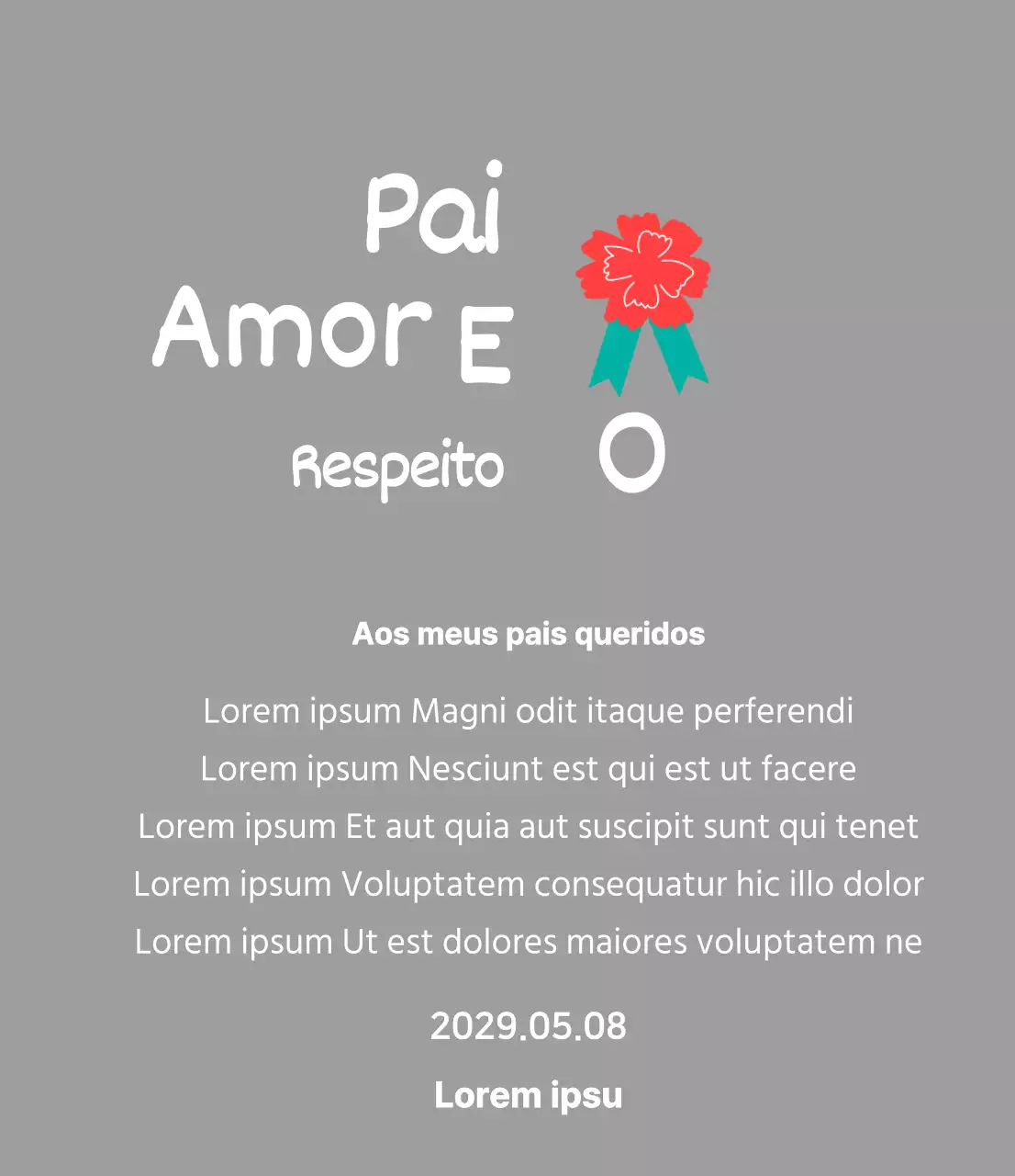 Caligrafia do Dia da Mãe com ilustração de cravos vermelhos