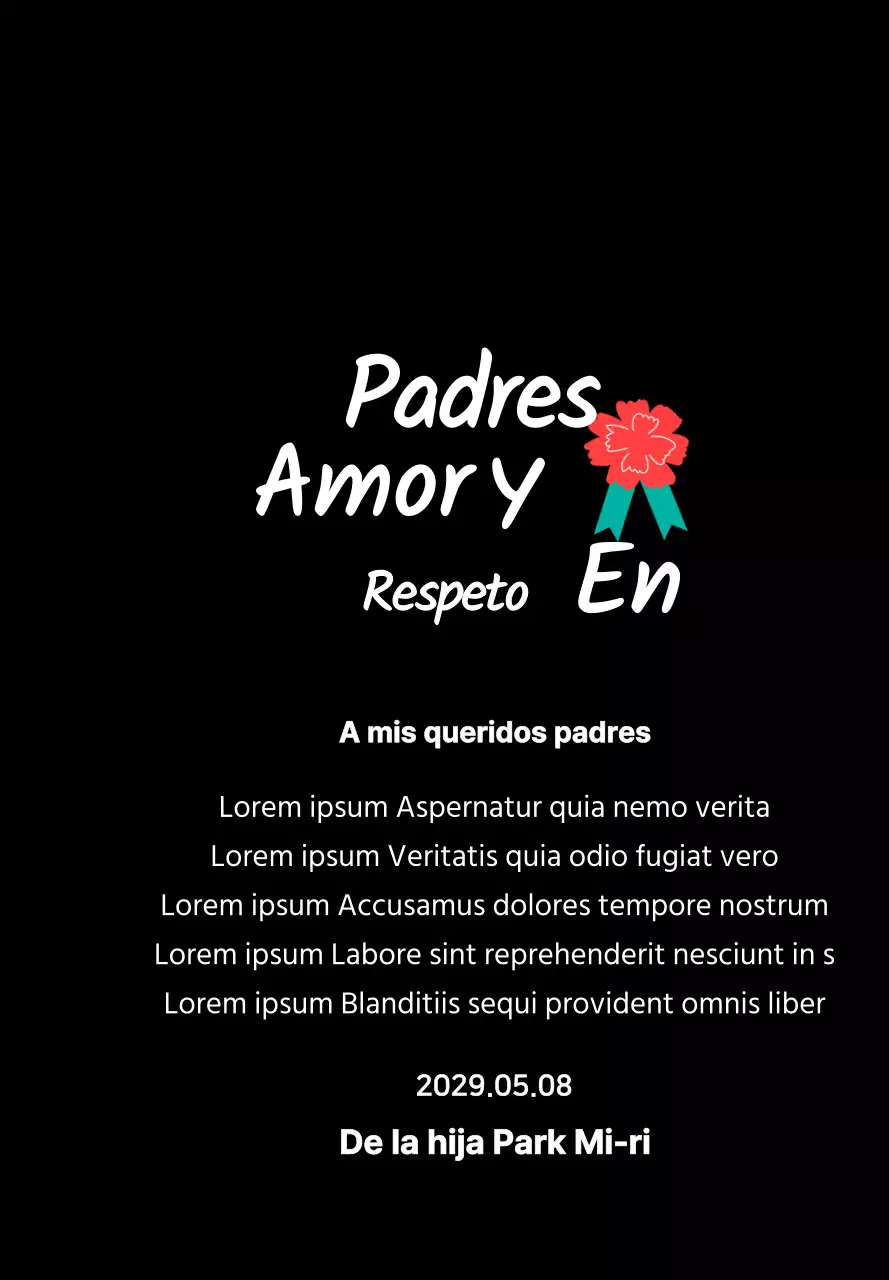 Caligrafía del Día de la Madre con ilustración de clavel rojo