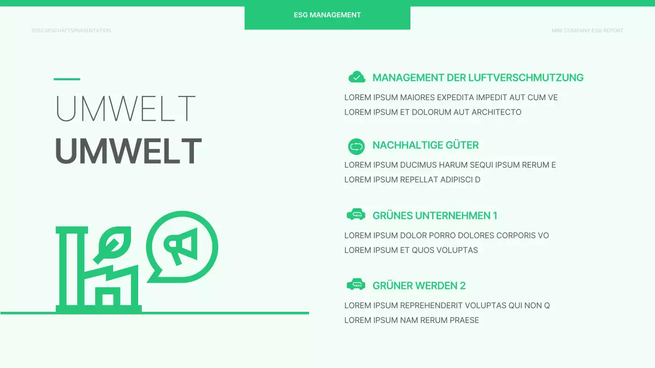 Ein einfacher ESG-Bericht für Unternehmen in Chartreuse und Weiß